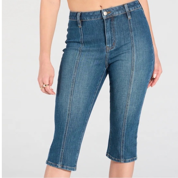 Mid Rise Denim Capris - Picture 2 of 9